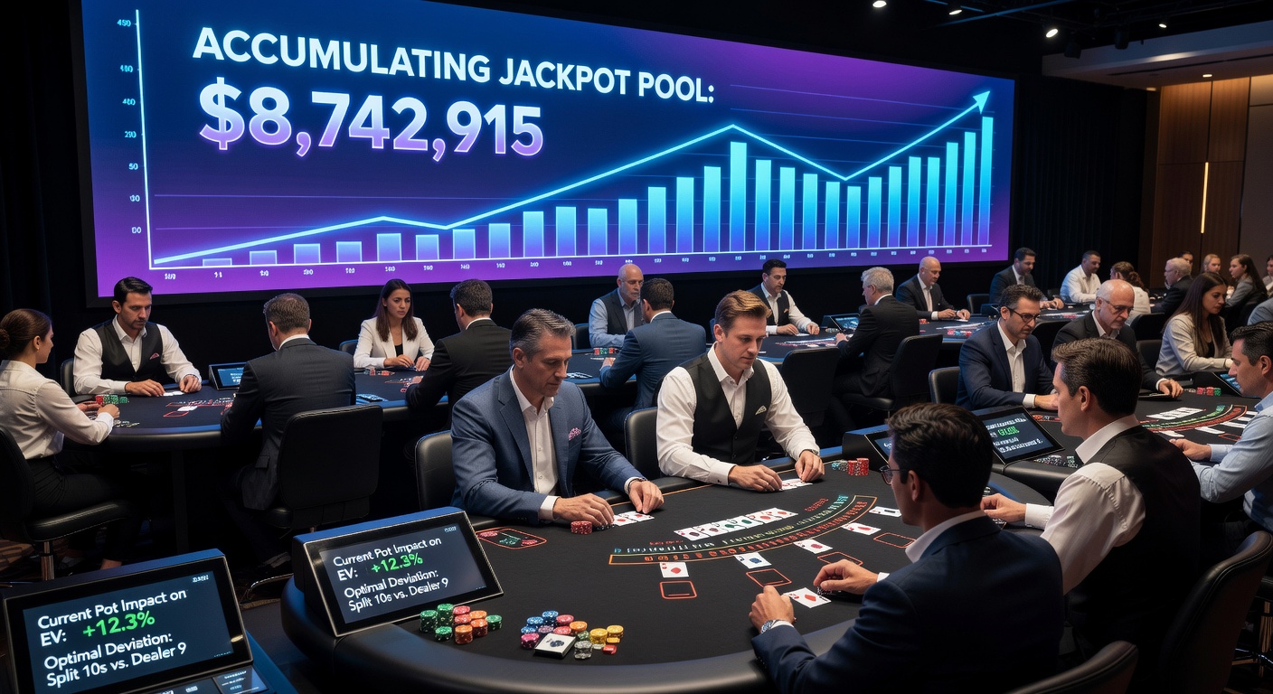 Grafische Analyse von Pool-Wachstumskurven und angepassten Strategie-Indizes in einem Blackjack-Turnier