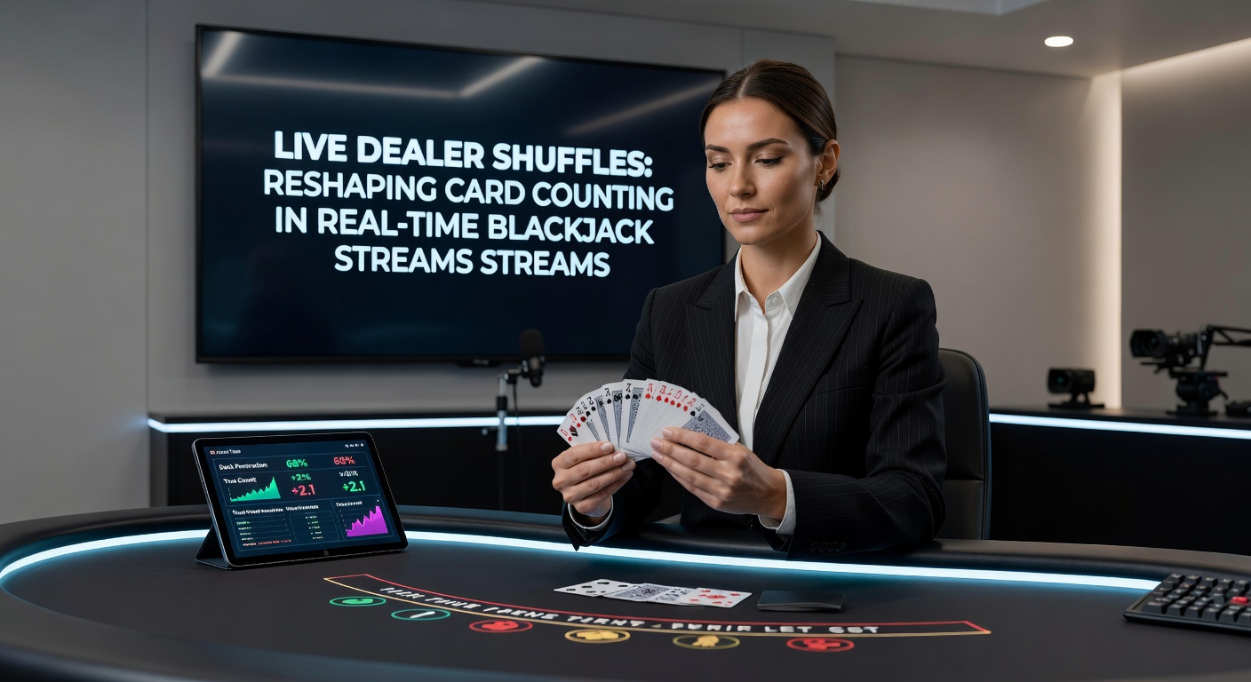 Nahaufnahme eines CSM in Aktion während eines Live-Blackjack-Deals mit digitaler Overlay-Anzeige