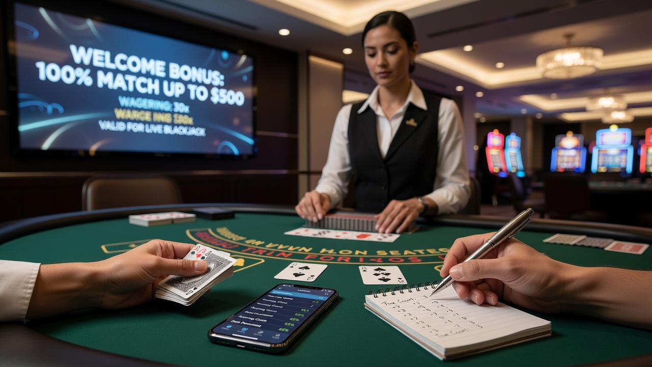 Statistische Übersicht zu Blackjack-Sessions mit Bonus-Tracking und Kartenverteilung